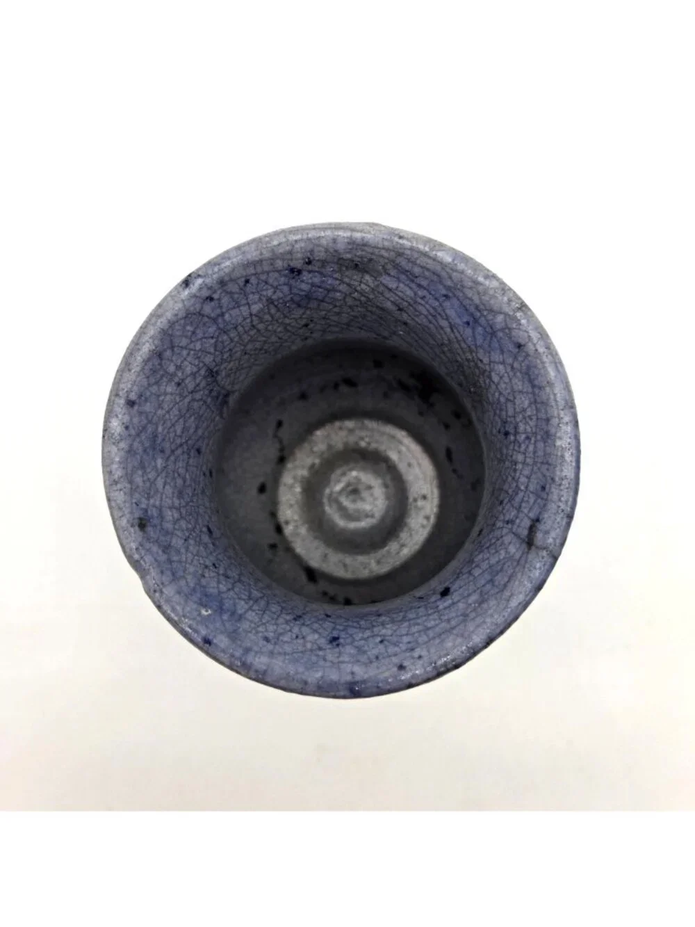 Vintage Blue Raku Pottery Vase Signed Sue
